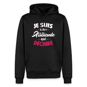 Je suis une assistante qui déchire - Sweat à capuche Premium bio Homme - noir - Devant - Nico (187cm)