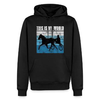 This is my World Trabrennen Trabreiten Retro - Männer Premium Bio Hoodie - Schwarz - Vorne - Nico (187cm)