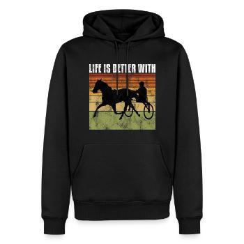 Life is better with Harness Racing Trabrennen Trab - Männer Premium Bio Hoodie - Schwarz - Vorne - Nico (187cm)