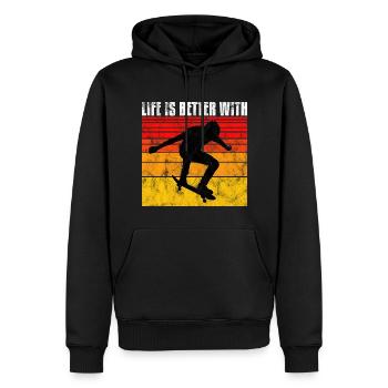 life is better on my skateboard skate skateboarder - Men’s Premium Organic Hoodie - black - Front - Nico (187cm)