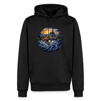 Édition Pêcheur - Sweat à capuche Premium bio Homme - noir - Devant - Nico (187cm)