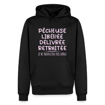 Fischerin feiert Ruhestand mit Humor Geschenk - Männer Premium Bio Hoodie - Schwarz - Vorne - Nico (187cm)