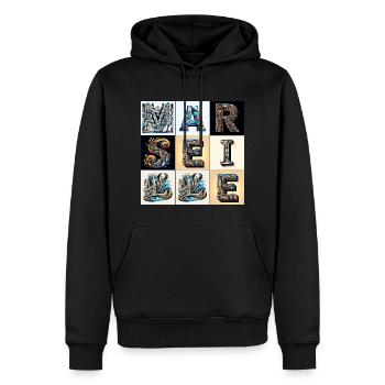 Marseille Warhol" - Sweat à capuche Premium bio Homme - noir - Devant - Nico (187cm)