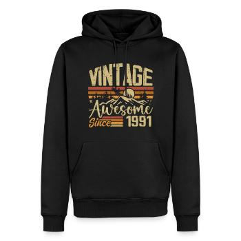 Vintage 1991 Rétro Cadeau D’anniversaire 1991 - Sweat à capuche Premium bio Homme - noir - Devant - Nico (187cm)