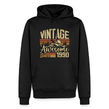 Vintage 1990 Rétro Cadeau D’anniversaire 1990 - Sweat à capuche Premium bio Homme - noir - Devant - Nico (187cm)