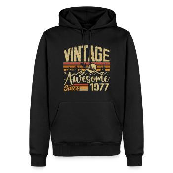 Vintage 1977 Rétro Cadeau D’anniversaire 1977 - Sweat à capuche Premium bio Homme - noir - Devant - Nico (187cm)