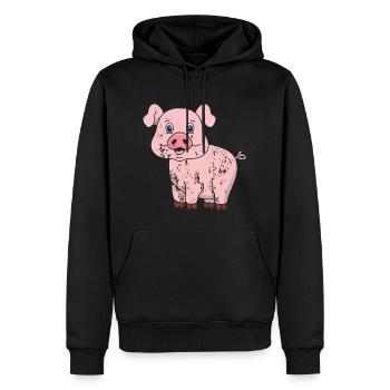 Porcinet cochon style grunge vintage rétro - Sweat à capuche Premium bio Homme - noir - Devant - Nico (187cm)