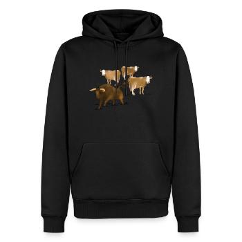 Taureau, vaches - Sweat à capuche Premium bio Homme - noir - Devant - Nico (187cm)