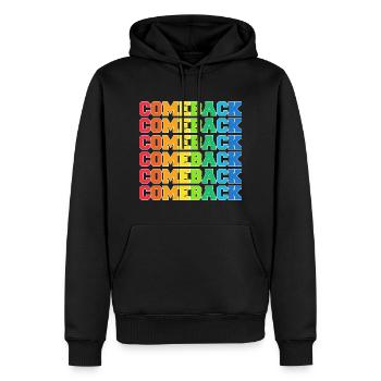 COMEBACK - COME BACK - RÜCKKEHR - - Männer Premium Bio Hoodie - Schwarz - Vorne - Nico (187cm)