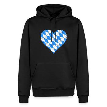 Bayern Herz Retro Look Vintage - Männer Premium Bio Hoodie - Schwarz - Vorne - Nico (187cm)