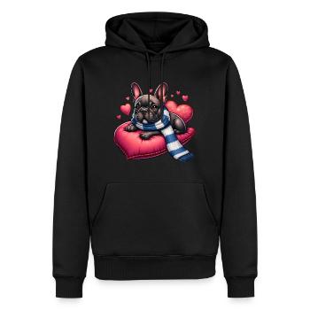 Amour bouledogue français - Sweat à capuche Premium bio Homme - noir - Devant - Nico (187cm)