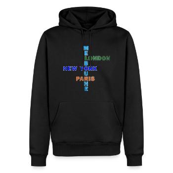 Chemise Major Tennis Melbourne Paris London New York - Sweat à capuche Premium bio Homme - noir - Devant - Nico (187cm)