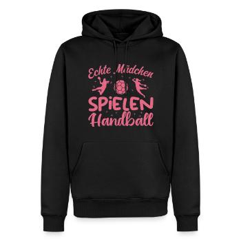 Echte Mädchen spielen Handball - Männer Premium Bio Hoodie - Schwarz - Vorne - Nico (187cm)