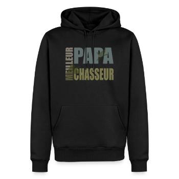 Meilleur Papa Chasseur Cool - Sweat à capuche Premium bio Homme - noir - Devant - Nico (187cm)