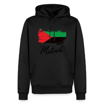 Martinique Matnik drapeau grunge - Sweat à capuche Premium bio Homme - noir - Devant - Nico (187cm)