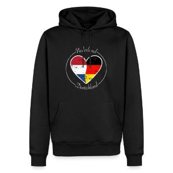 Logo du cœur des Pays-Bas et de l’Allemagne blanc - Sweat à capuche Premium bio Homme - noir - Devant - Nico (187cm)