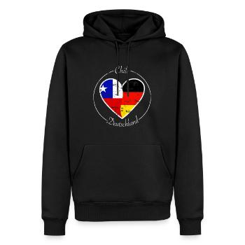 Chile und Deutschland Herz Logo - Männer Premium Bio Hoodie - Schwarz - Vorne - Nico (187cm)