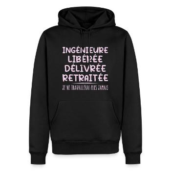 Ingénieure célèbre sa retraite avec humour cadeau - Sweat à capuche Premium bio Homme - noir - Devant - Nico (187cm)