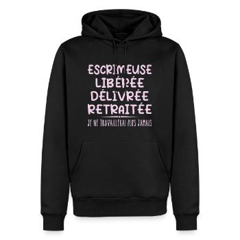 Fechterin feiert ihren Ruhestand mit Humor - Männer Premium Bio Hoodie - Schwarz - Vorne - Nico (187cm)