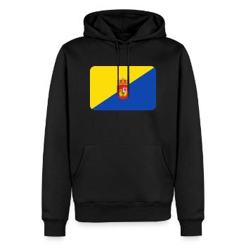 GRAN CANARIA FLAG round corner 400 dpi - Männer Premium Bio Hoodie - Schwarz - Vorne - Nico (187cm)
