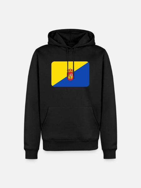 GRAN CANARIA FLAG round corner 400 dpi - Sudadera con capucha prémium ecológica para hombre - negro