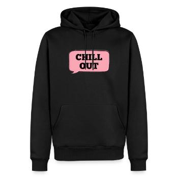 CHILL OUT PINK BENACHRICHTIGUNG - Männer Premium Bio Hoodie - Schwarz - Vorne - Nico (187cm)