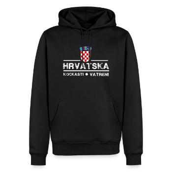 Kroatien Fan Shirt. Hrvatska - Männer Premium Bio Hoodie - Schwarz - Vorne - Nico (187cm)