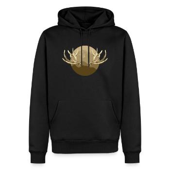 Hörner - Männer Premium Bio Hoodie - Schwarz - Vorne - Nico (187cm)