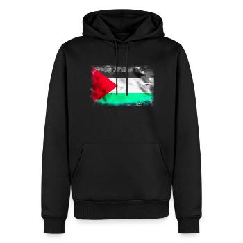 Contexte avec le drapeau de la Palestine - Sweat à capuche Premium bio Homme - noir - Devant - Nico (187cm)