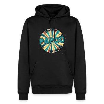 Meilleur Papou du monde Cadeau Grand-Père - Sweat à capuche Premium bio Homme - noir - Devant - Nico (187cm)
