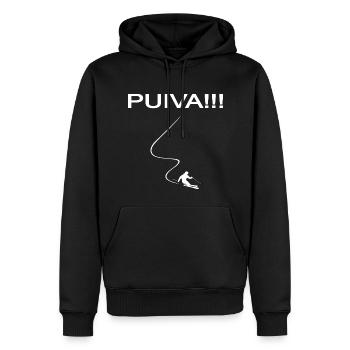 Puiva, Pulverschnee, Skitour, skifahren, Powder - Männer Premium Bio Hoodie - Schwarz - Vorne - Nico (187cm)