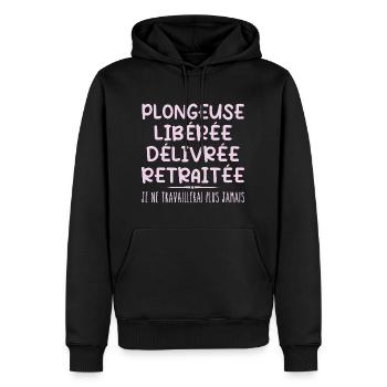 Plongeuse célèbre sa retraite avec humour cadeau - Sweat à capuche Premium bio Homme - noir - Devant - Nico (187cm)