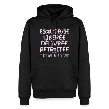 Escaladeuse célèbre sa retraite avec humour cadeau - Sweat à capuche Premium bio Homme - noir - Devant - Nico (187cm)