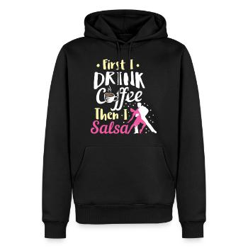 Salsa Dancing Drink Café Puis Salsa Anniversaire - Sweat à capuche Premium bio Homme - noir - Devant - Nico (187cm)