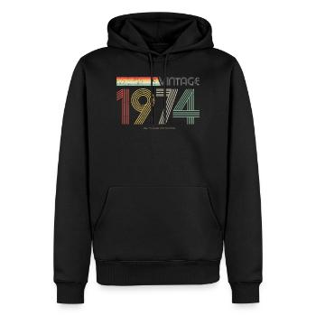 Vintage 1974 Pseudo Collection - Männer Premium Bio Hoodie - Schwarz - Vorne - Nico (187cm)