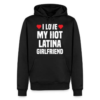 J'aime mon copain cadeau copine latina chaude - Sweat à capuche Premium bio Homme - noir - Devant - Nico (187cm)