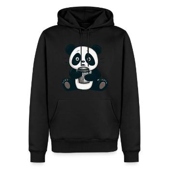 Caffeine Panda: From Morning Grouch to Early Riser - Men’s Premium Organic Hoodie - black - Front - Nico (187cm)