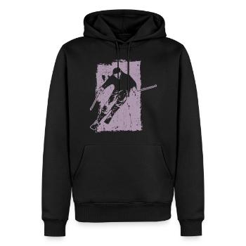 Skiabenteuer im Grunge-Stil: Winterzauber in den - Männer Premium Bio Hoodie - Schwarz - Vorne - Nico (187cm)