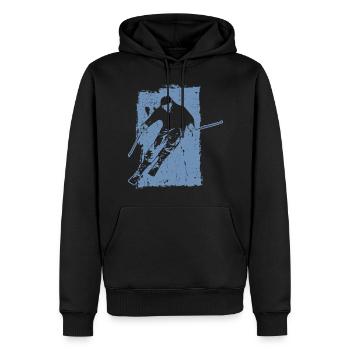Skiabenteuer im Grunge-Stil: Winterzauber in den - Männer Premium Bio Hoodie - Schwarz - Vorne - Nico (187cm)