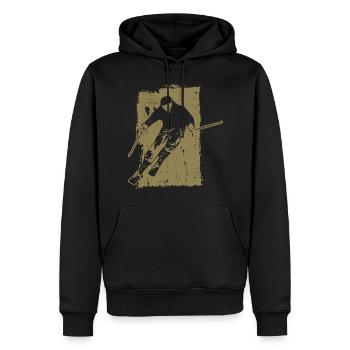 Skiabenteuer im Grunge-Stil: Winterzauber in den - Männer Premium Bio Hoodie - Schwarz - Vorne - Nico (187cm)