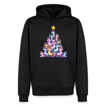 Einhorn Weihnachtsbaum Design - Männer Premium Bio Hoodie - Schwarz - Vorne - Nico (187cm)