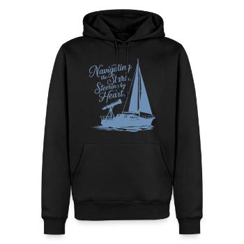 Segeln Segelboot Sterne Teleskop - Männer Premium Bio Hoodie - Schwarz - Vorne - Nico (187cm)