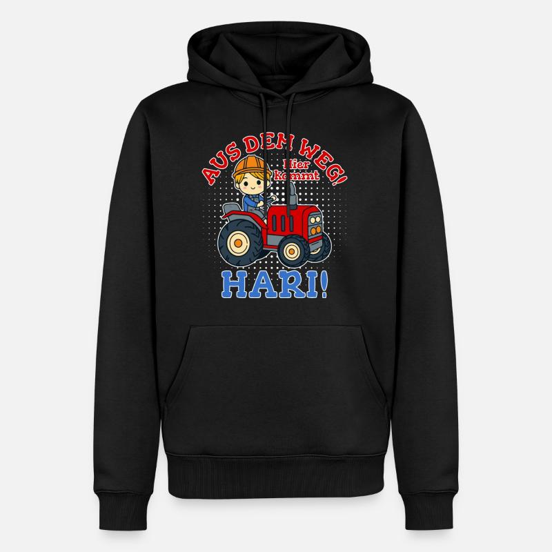 Hari Name Traktor - Männer Premium Bio Hoodie - Schwarz