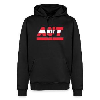 Österreich Fahne Flagge AUT - Männer Premium Bio Hoodie - Schwarz - Vorne - Nico (187cm)