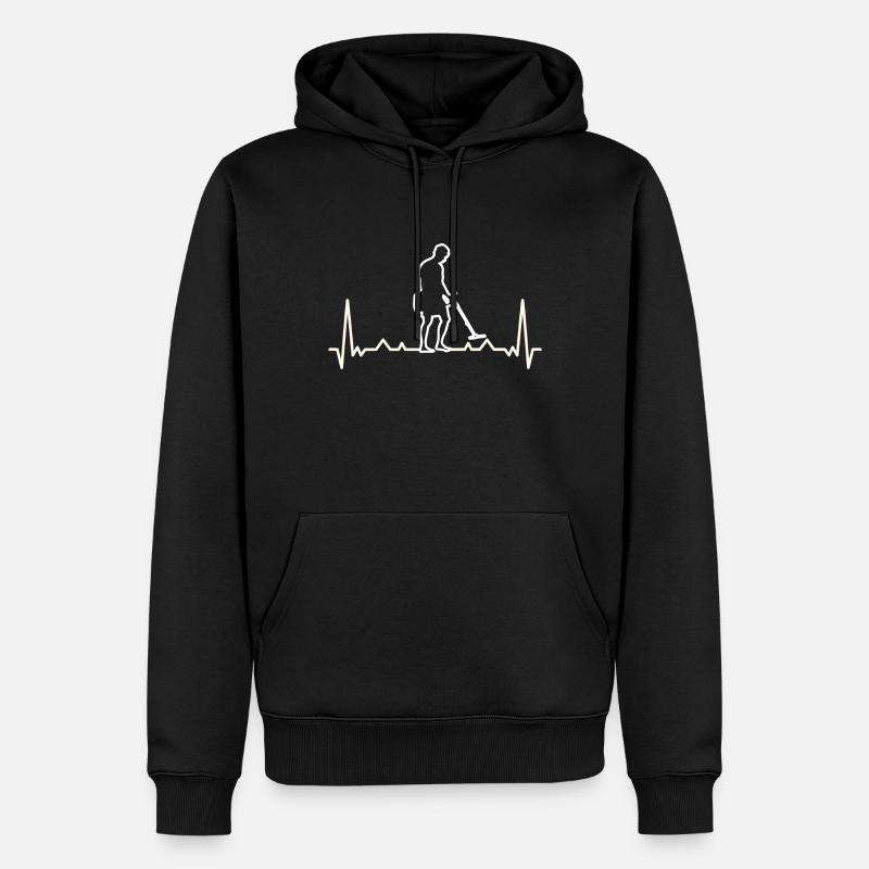 Sondengänger mit Metalldetektor - Männer Premium Bio Hoodie - Schwarz