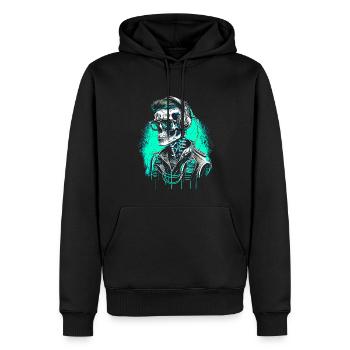 Cooles Skelett Portrait mit Sonnenbrille - Männer Premium Bio Hoodie - Schwarz - Vorne - Nico (187cm)