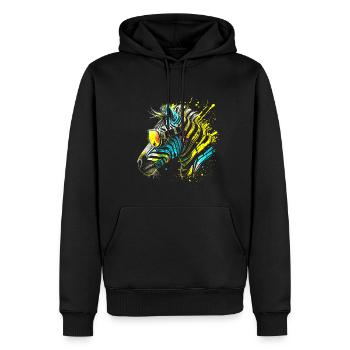 Buntes Zebra mit Sonnenbrille Graffiti Airbrush - Männer Premium Bio Hoodie - Schwarz - Vorne - Nico (187cm)