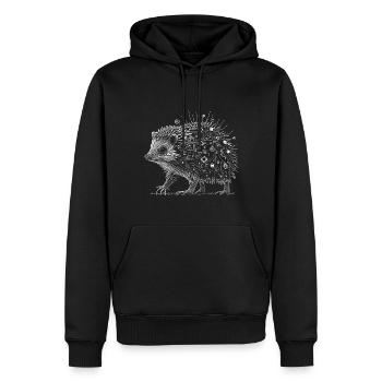 Filigraner surrealer Cyborg Igel - Männer Premium Bio Hoodie - Schwarz - Vorne - Nico (187cm)