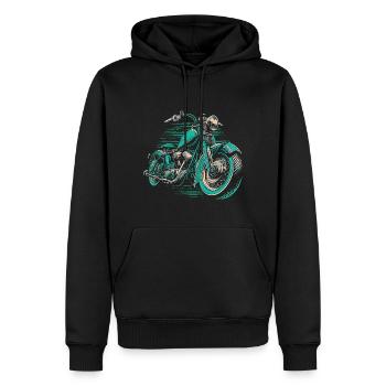Cool Vintage Motorcycle Chopper en vert bleu - Sweat à capuche Premium bio Homme - noir - Devant - Nico (187cm)