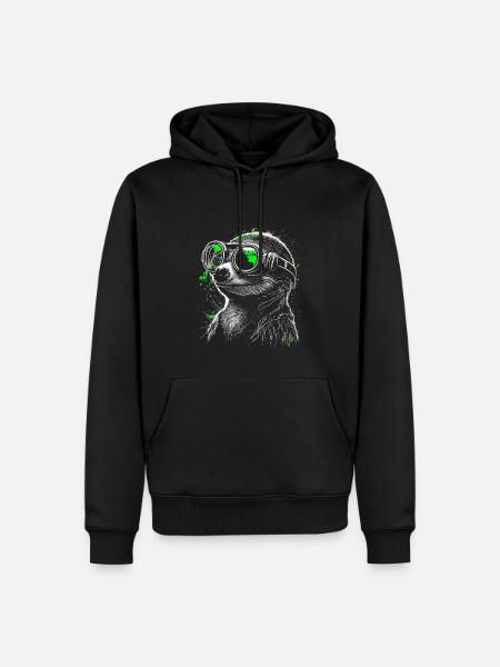 Suricate steampunk futuriste cool vert - Sweat à capuche Premium bio Homme - noir